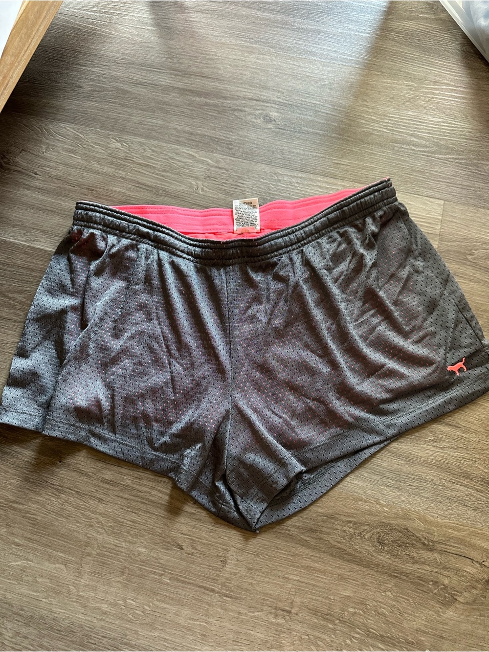 PINK Victoria's Secret Grey Athletic Shorts with Pink Waistband and undershorts